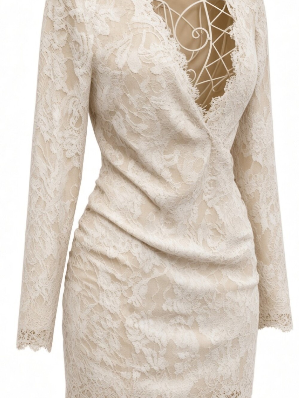 Elegant Cream Lace Mini Dress